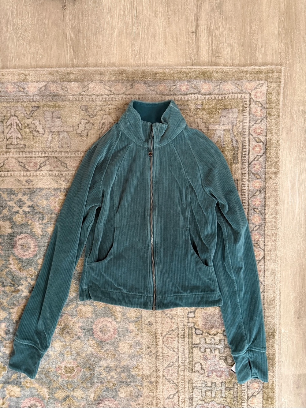 Lululemon Teal Corduroy Scuba Zip-Up Jacket